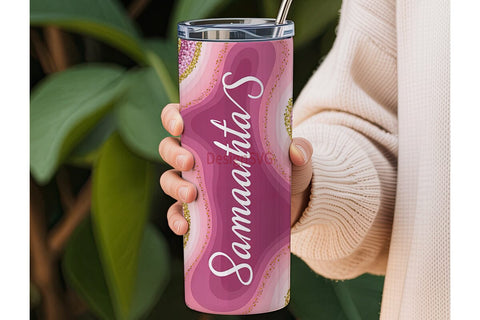 Pink & Gold Glitter 20oz Tumbler Wrap Sublimation DesignSVG 
