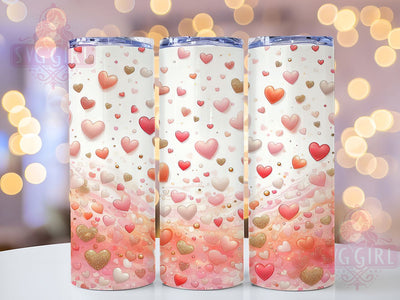 Pink Gold Glitter Hearts Tumbler, Gold Glitter Wrap, Romantic Love Cup, 20oz Sublimation Wrap, Stylish Valentine Design Tumbler, Artistic Glitter Heart Cup, Glamorous Love Theme Wrap Sublimation SvggirlplusArt 