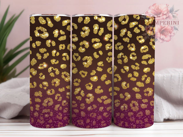 Pink Gold Glitter Leopard Tumbler, Animal Pattern Design, Pink Gold Tumbler, Sparkle Animal Print, Fashion Tumbler Art, Glamour Design, Cheetah Print Gift Sublimation Li Zamperini 