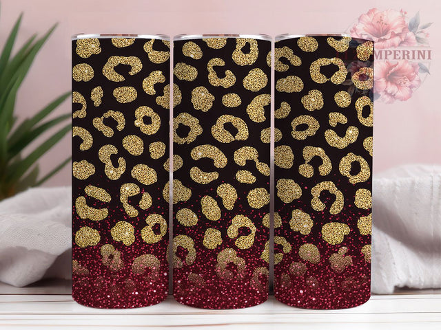 Pink Gold Glitter Leopard Tumbler, Animal Pattern Design, Pink Gold Tumbler, Sparkle Animal Print, Fashion Tumbler Art, Glamour Design, Cheetah Print Gift Sublimation Li Zamperini 