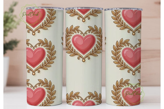 Pink & Gold Heart 20oz Tumbler Wrap Sublimation PixelChick 
