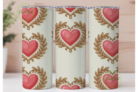 Pink & Gold Heart 20oz Tumbler Wrap Sublimation PixelChick 