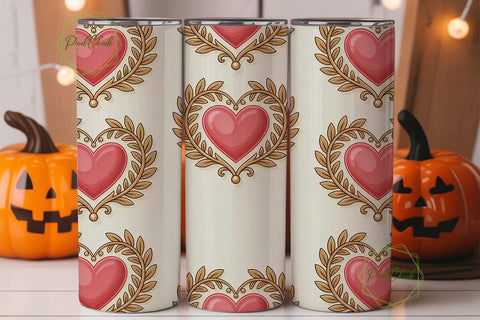 Pink & Gold Heart 20oz Tumbler Wrap Sublimation PixelChick 