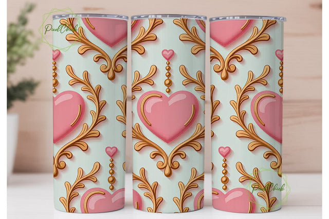 Pink & Gold Heart 20oz Tumbler Wrap Sublimation PixelChick 