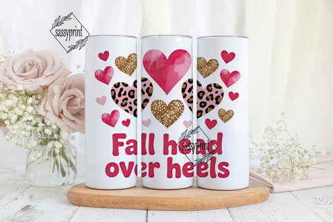 Pink & Gold Hearts 20oz Tumbler Wrap Sublimation sassyprint 