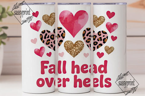 Pink & Gold Hearts 20oz Tumbler Wrap Sublimation sassyprint 