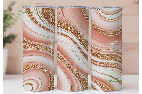 Pink Gold Marble Glitter 20oz Tumbler Sublimation PixelChick 