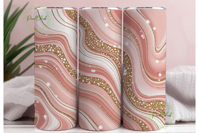 Pink Gold Marble Glitter 20oz Tumbler Sublimation PixelChick 