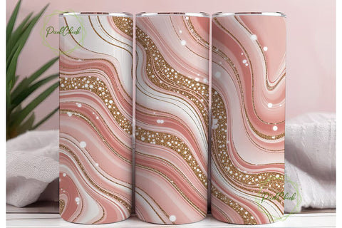 Pink Gold Marble Glitter 20oz Tumbler Sublimation PixelChick 