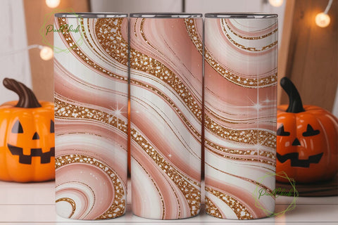Pink Gold Marble Glitter 20oz Tumbler Sublimation PixelChick 