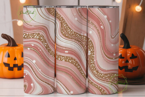 Pink Gold Marble Glitter 20oz Tumbler Sublimation PixelChick 