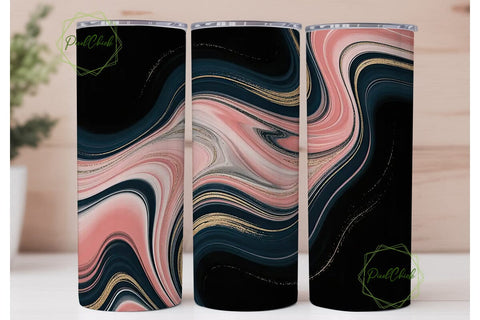Pink Gold Navy Abstract 20oz Tumbler Sublimation PixelChick 