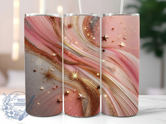 Pink Gold Sparkly Glitter Tumbler, Gold Glitter Wrap, 20Oz Sublimation Design, Sparkly Drinkware Cup, Glam Pink Gold Tumbler, Glittery Coffee Mug, Shiny Glitter Cup Design Sublimation ToriDesigns 