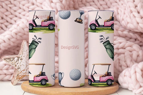 Pink Golf Tumbler Wrap PNG Sublimation DesignSVG 