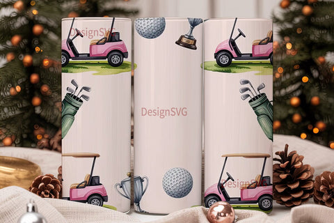 Pink Golf Tumbler Wrap PNG Sublimation DesignSVG 