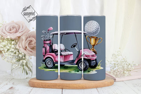 Pink Golf Tumbler Wrap PNG Sublimation sassyprint 