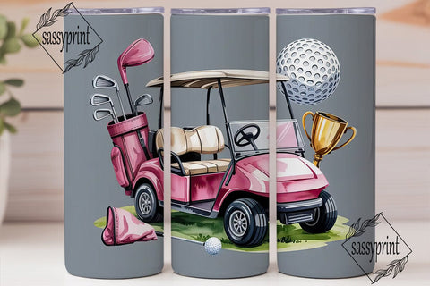 Pink Golf Tumbler Wrap PNG Sublimation sassyprint 