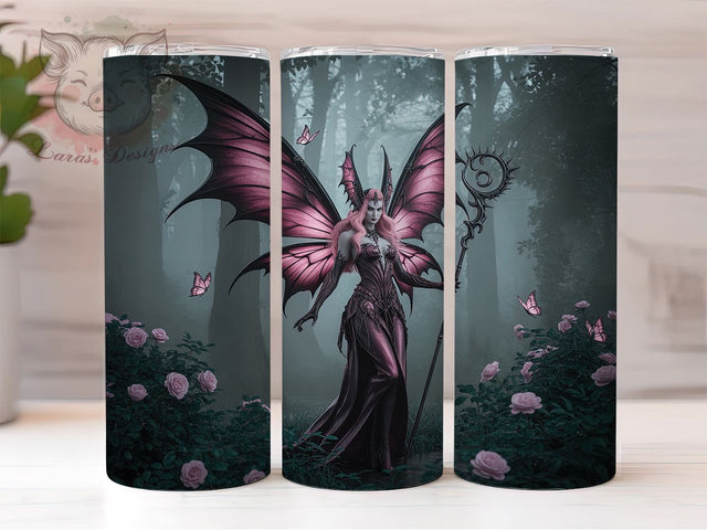 Pink Gothic Butterfly Fairy Tumbler, Butterfly Angel Wrap, 20oz Tumbler Sublimation, Gothic Fantasy Design, Dark Fairy Art, Magical Angel Tumbler, Enchanted Gothic Wrap Sublimation Lara' s Designs 