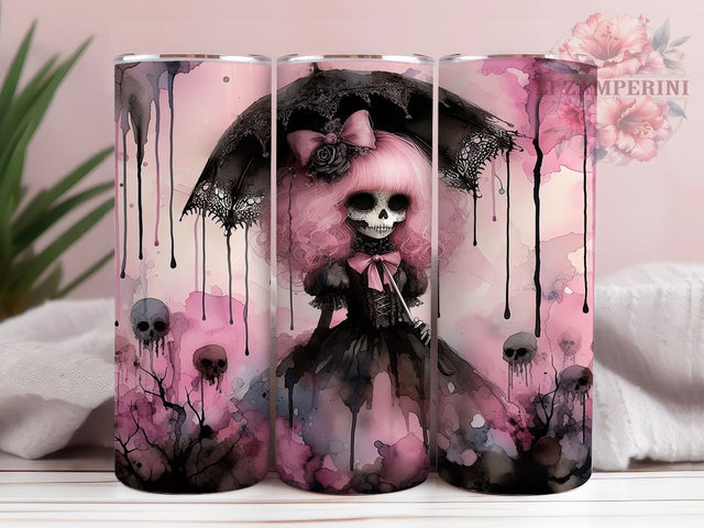 Pink Gothic Skeleton Spooky Chic Tumbler, Skeleton Wrap, Halloween Tumbler, Spooky Chic, Dark Aesthetic, Sublimation Cup, 20Oz Tumbler Sublimation Li Zamperini 