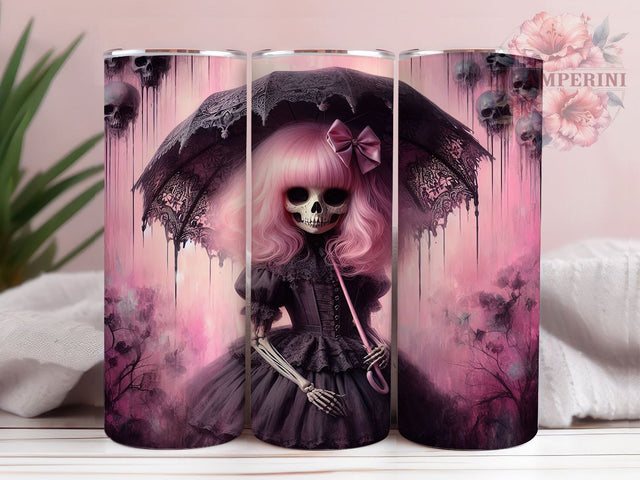 Pink Gothic Skeleton Spooky Chic Tumbler, Skeleton Wrap, Halloween Tumbler, Spooky Chic, Dark Aesthetic, Sublimation Cup, 20Oz Tumbler Sublimation Li Zamperini 