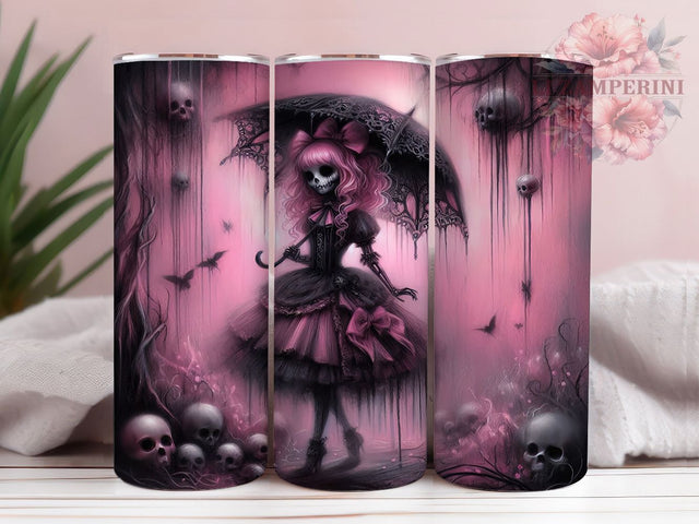 Pink Gothic Skeleton Spooky Chic Tumbler, Skeleton Wrap, Halloween Tumbler, Spooky Chic, Dark Aesthetic, Sublimation Cup, 20Oz Tumbler Sublimation Li Zamperini 