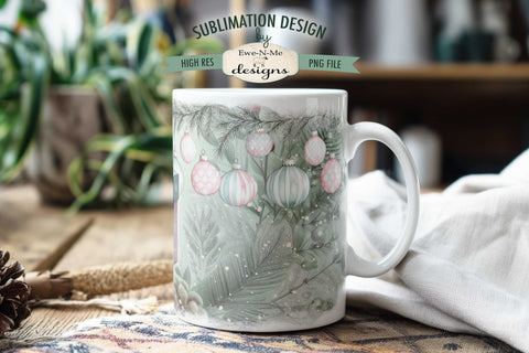 Pink Green Christmas Gift 11 & 15 oz Mug Sublimation Design Sublimation Ewe-N-Me Designs 