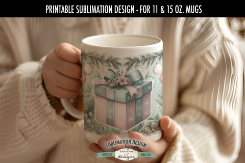 Pink Green Christmas Gift 11 & 15 oz Mug Sublimation Design Sublimation Ewe-N-Me Designs 
