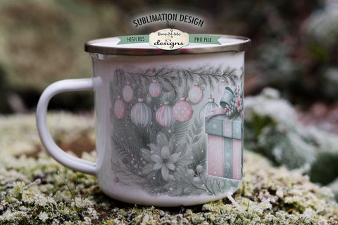 Pink Green Christmas Gift 11 & 15 oz Mug Sublimation Design Sublimation Ewe-N-Me Designs 