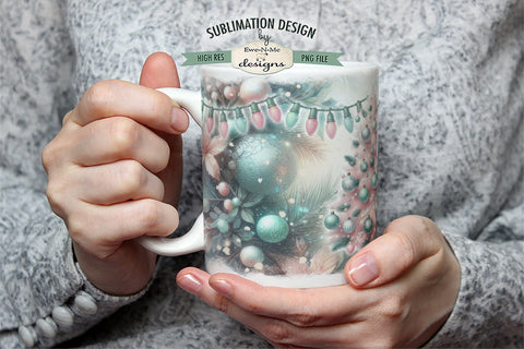 Pink Green Christmas Tree 11 & 15 oz Mug Sublimation Design Sublimation Ewe-N-Me Designs 