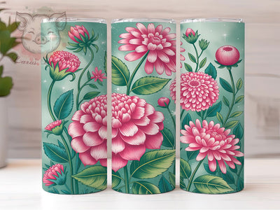 Pink Green Floral Tumbler, Flower Tumbler Design, 20Oz Sublimation, Pink Green Printable, Soft Floral Pattern, Botanical Flower Wrap, Pastel Floral Art Sublimation Lara' s Designs 