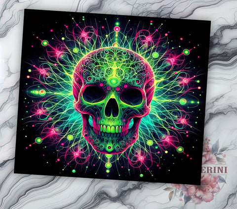 Pink Green Skull 20oz Tumbler Wrap PNG, Neon Skull Tumbler Png, Straight & Tapered Tumbler Wrap, Instant Digital Download Sublimation Li Zamperini 