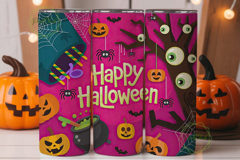 Pink Halloween 20oz Tumbler Wrap Sublimation PixelChick 