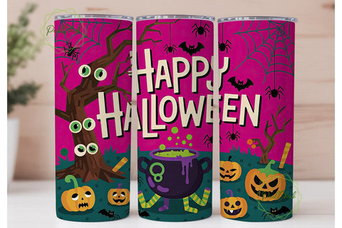 Pink Halloween 20oz Tumbler Wrap Sublimation PixelChick 