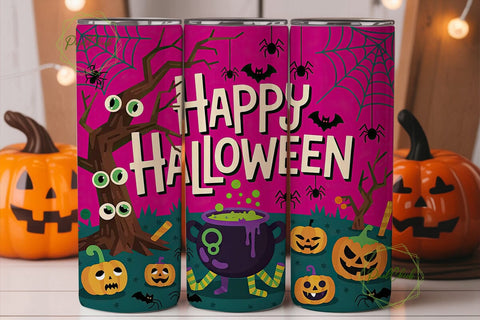 Pink Halloween 20oz Tumbler Wrap Sublimation PixelChick 
