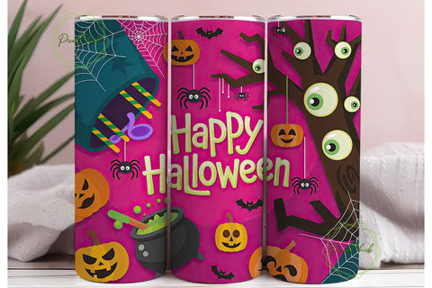 Pink Halloween 20oz Tumbler Wrap Sublimation PixelChick 