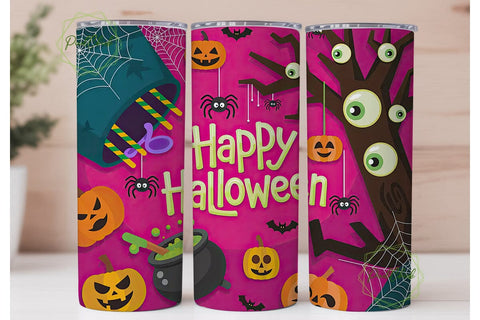 Pink Halloween 20oz Tumbler Wrap Sublimation PixelChick 