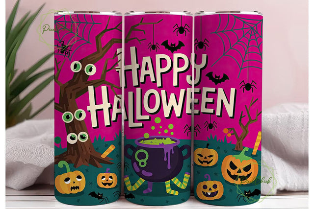 Pink Halloween 20oz Tumbler Wrap Sublimation PixelChick 