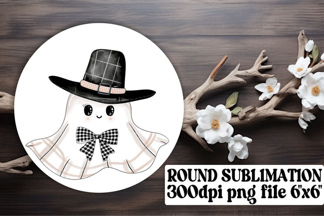 Pink Halloween Ghost Round Design Keychain Sublimation Art Sublimation afrosvg 