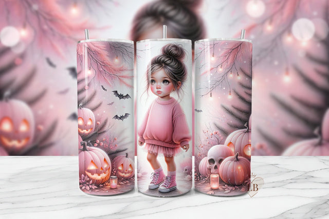 Pink Halloween Girl Tumbler Wrap Sublimation BijouBay 