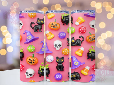 Pink Halloween Icon 20oz Tumbler Wrap, Pink Theme, Halloween Motif, Icon Design, Spooky Cute, Festive Charm, Skinny Tumbler, Sublimation PNG Sublimation SvggirlplusArt 