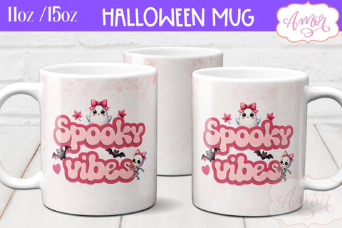 Pink Halloween mug wraps for sublimation PNG BUNDLE Sublimation Amorclipart 