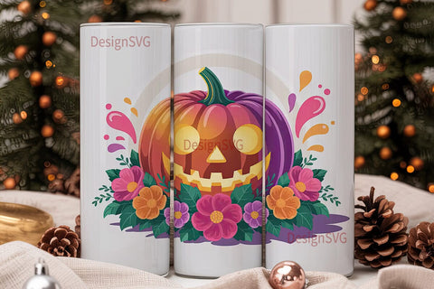 Pink Halloween Pumpkin 20oz Tumbler Wrap Sublimation DesignSVG 