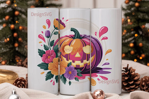 Pink Halloween Pumpkin 20oz Tumbler Wrap Sublimation DesignSVG 