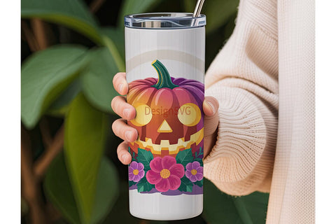 Pink Halloween Pumpkin 20oz Tumbler Wrap Sublimation DesignSVG 