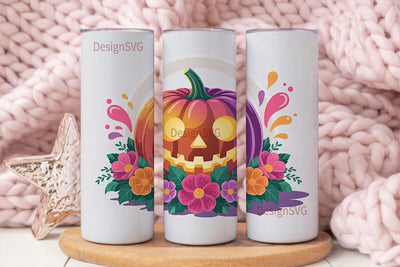 Pink Halloween Pumpkin 20oz Tumbler Wrap Sublimation DesignSVG 