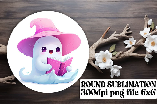 Pink Halloween Round Design with Ghosts Keychain Sublimation Sublimation afrosvg 