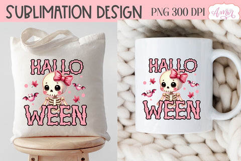 Pink Halloween sublimation PNG | Cute skeleton shirt PNG Sublimation Amorclipart 