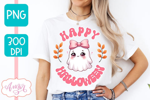 Pink Halloween sublimation PNG | Happy Halloween shirt PNG Sublimation Amorclipart 