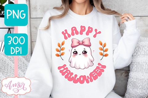 Pink Halloween sublimation PNG | Happy Halloween shirt PNG Sublimation Amorclipart 