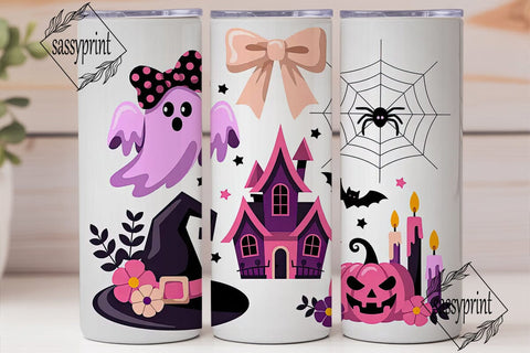 Pink Halloween Tumbler Wrap Sublimation sassyprint 